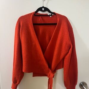 Women's Red Wrap Sweater